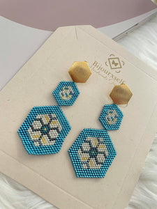 Aretes Azul Flor